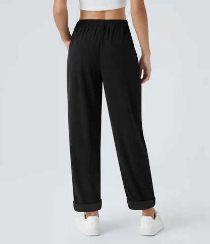 Mid Rise Zipper Pocket Corduroy Casual Pants