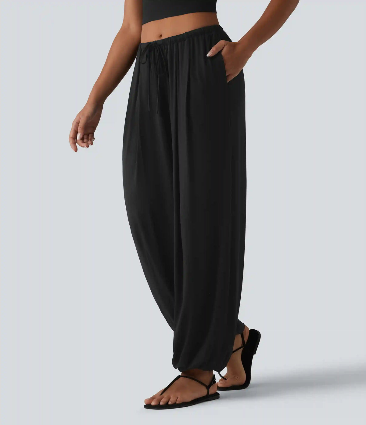 Mid Rise Drawstring Casual Balloon Joggers with Pockets