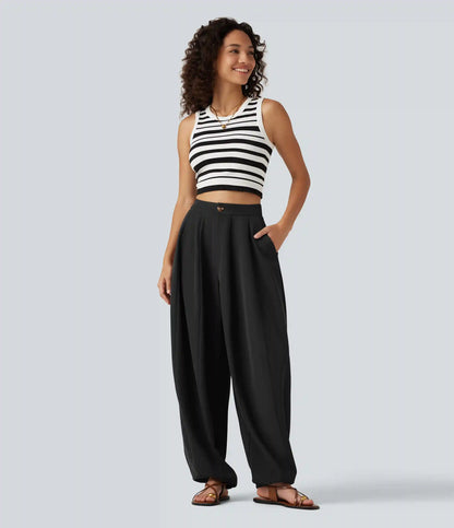 High Waisted Balloon Casual Pants with Pockets