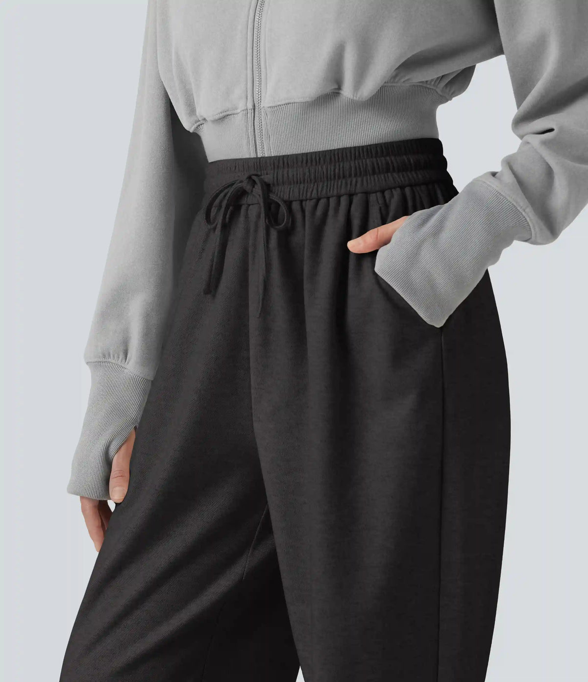 High Waisted Drawstring Casual Joggers with Pockets