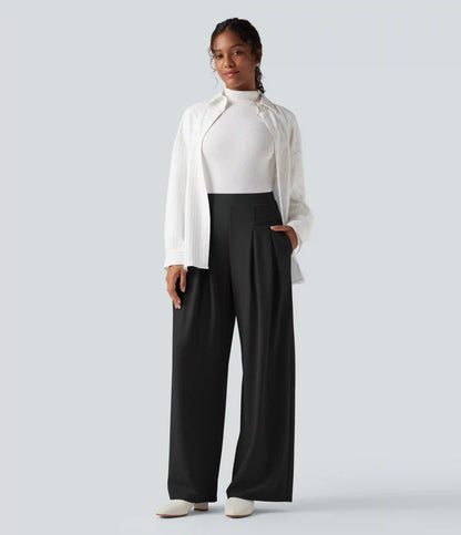 High Waisted Work Wide Leg Pants with Pockets