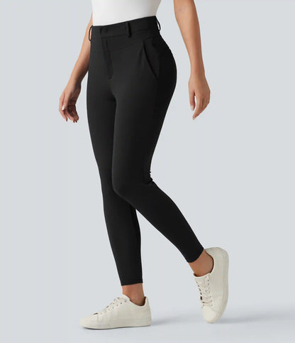 High Waisted Herringbone Golf Skinny Pants with Pockets