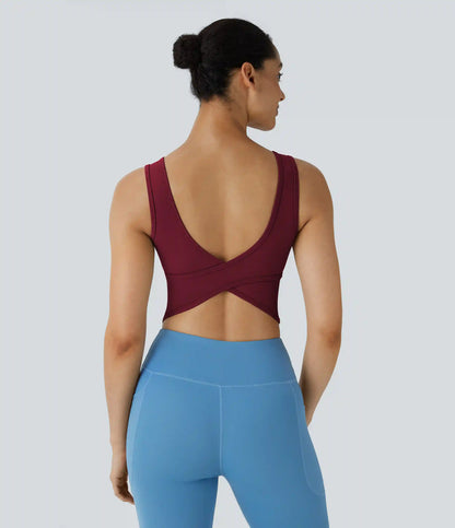 U Neck Crossover Barre Ballet Dance Tank Top A-D Cups