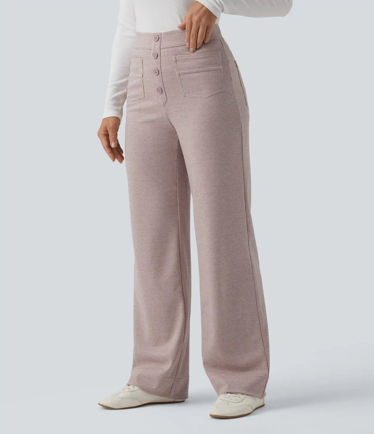 Halara Flex™ High Waisted Houndstooth Straight Leg Work Pants with Pockets