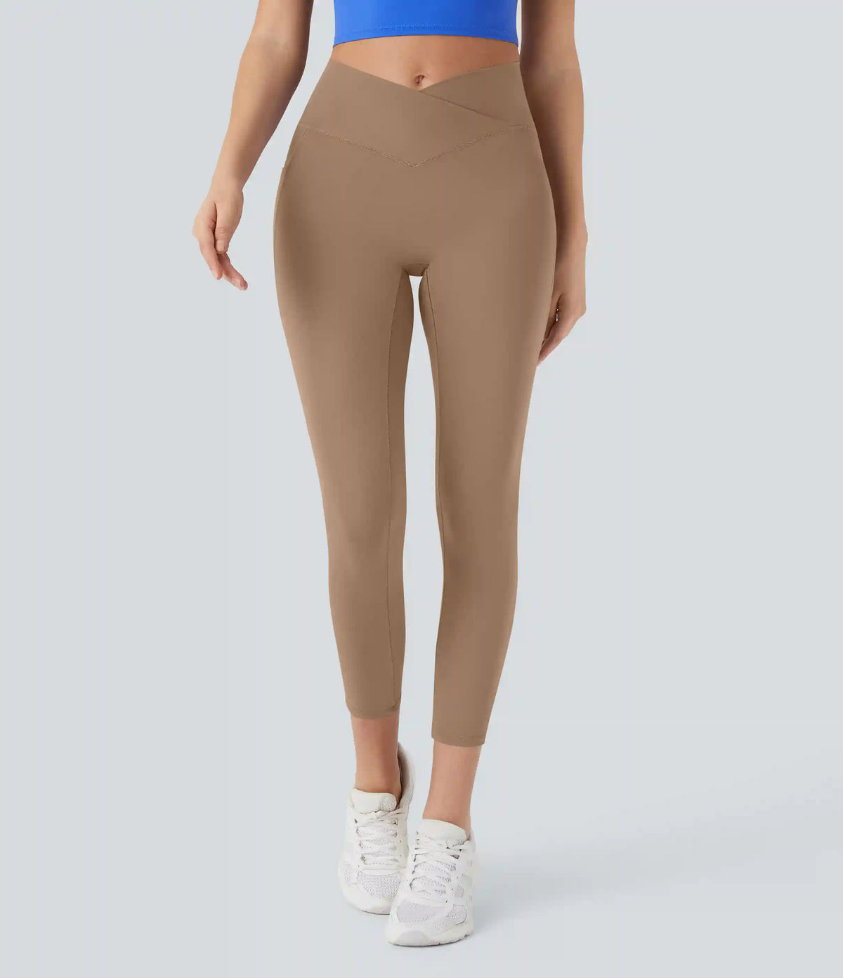 SoftlyZero™ High Waisted Crossover Pocket Capri Yoga Leggings