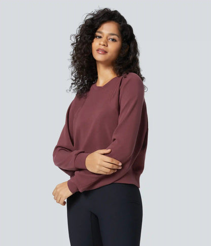SpacerTek™ Round Neck Raglan Sleeve Solid Casual Sweatshirt