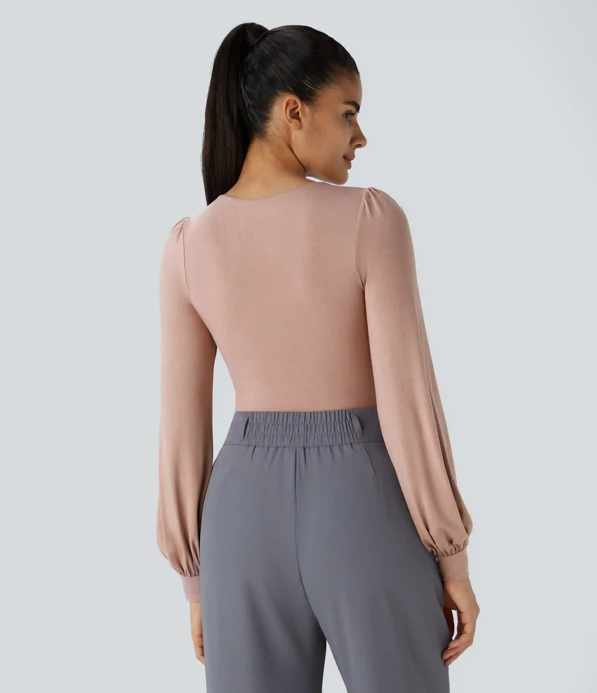 V Neck Long Sleeve Work Bodysuit