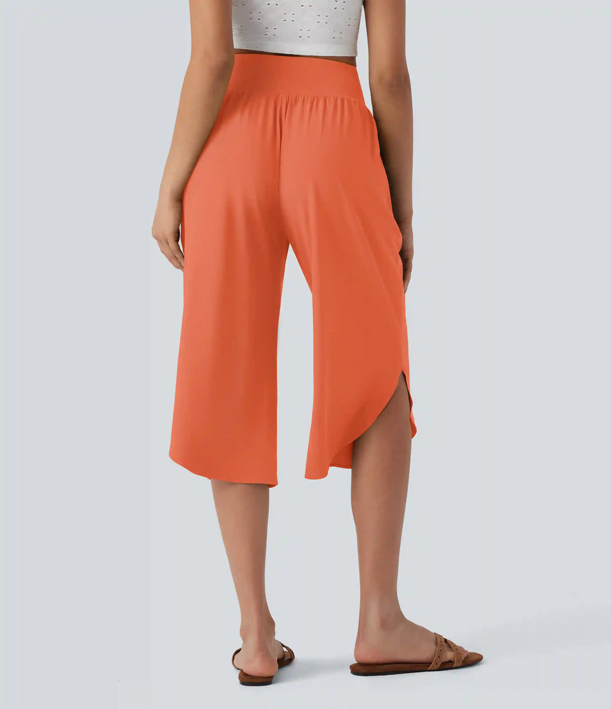 Breezeful™ High Waisted Tummy Control Hem Quick Dry Capri Pants with Pockets