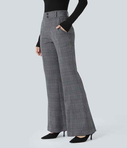Halara Flex™ High Waisted Decorative Pocket Houndstooth Plaid Work Flare Pants