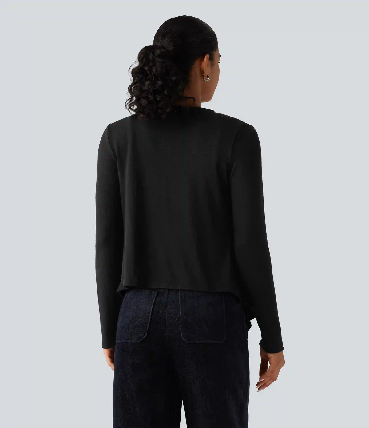 Open Front Long Sleeve Casual Cardigan
