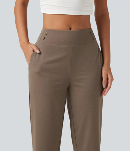 Mid Rise Quick Dry Capri Golf Pants with Pockets-UPF40+