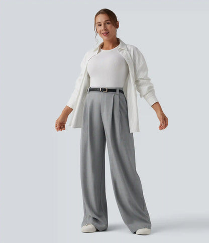High Waisted Wide Leg Baggy Work Pants with Pockets