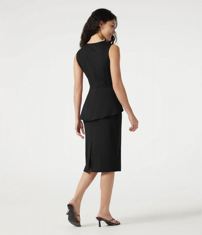 Round Neck Sleeveless Midi Work Dress