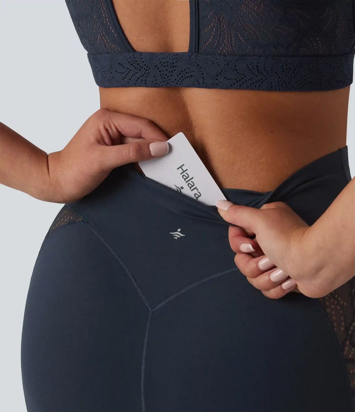 Halara UltraSculpt™ High Waisted Tummy Control Contrast Lace Yoga Flare Leggings with Pockets