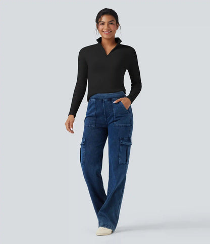 Half Zip Long Sleve Fleece Casual Top