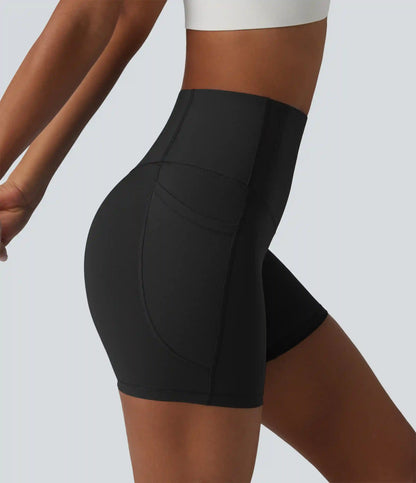 Halara UltraSculpt™ High Waisted Anti-Roll Tummy Control Shaping Workout Biker Shorts 5'' with Pockets