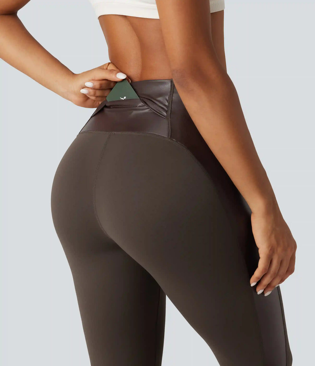 Halara UltraSculpt™ High Waisted Stretchy PU Tummy Control Yoga Leggings with Pocket