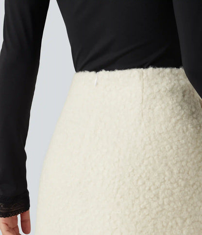 High Waisted A-Line 2-in-1 Teddy Mini Casual Skirt with Pockets
