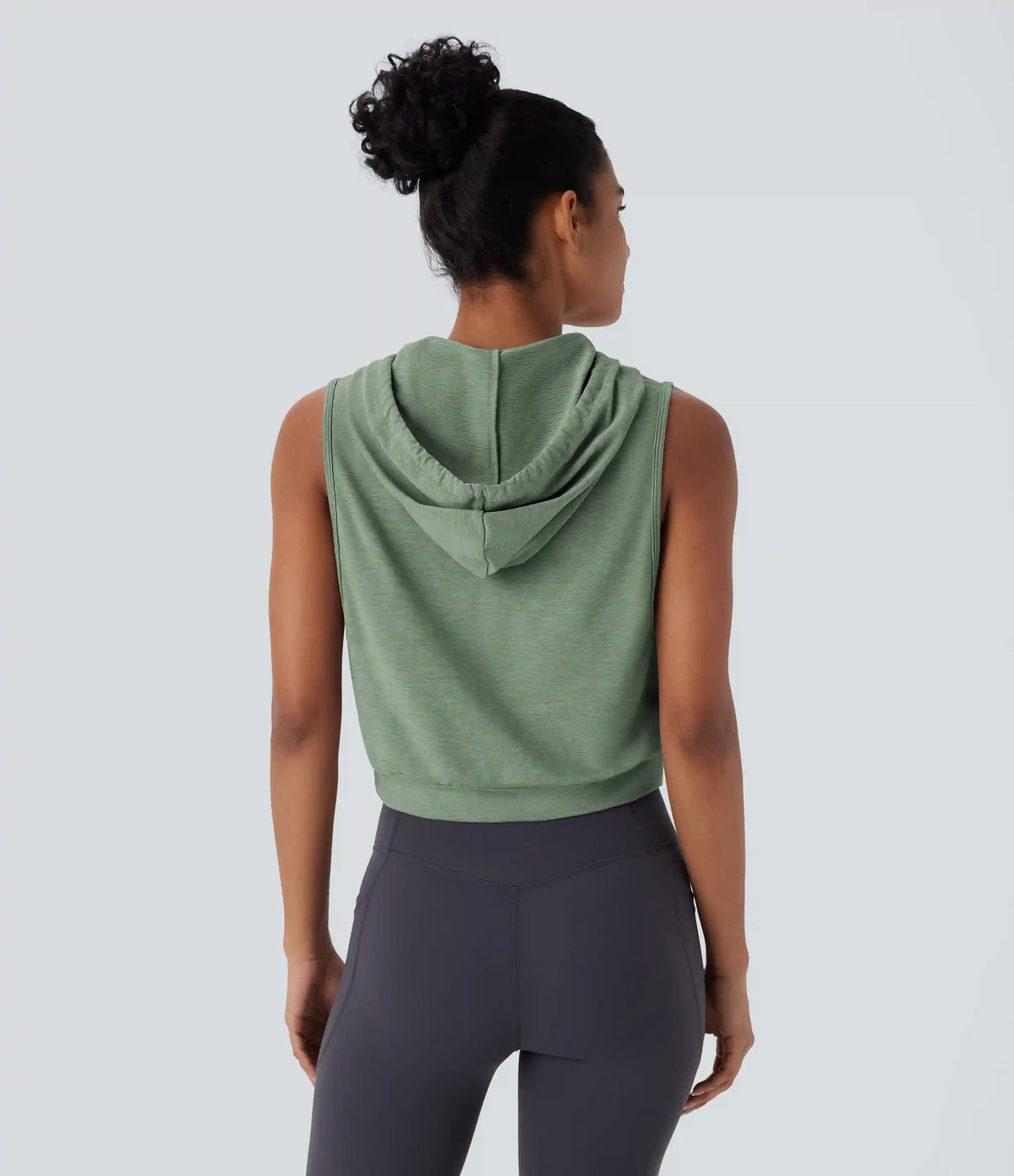 Hooded Drawstring Sleeveless Cropped Running Tank Top