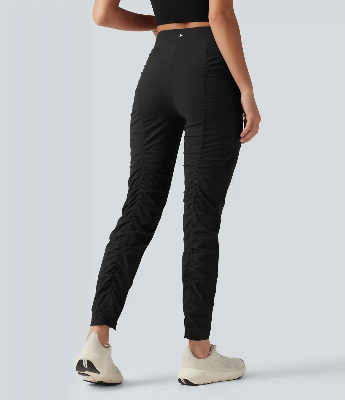 High-waisted Ruched Quick Dry Running Slim Pants with Pockets