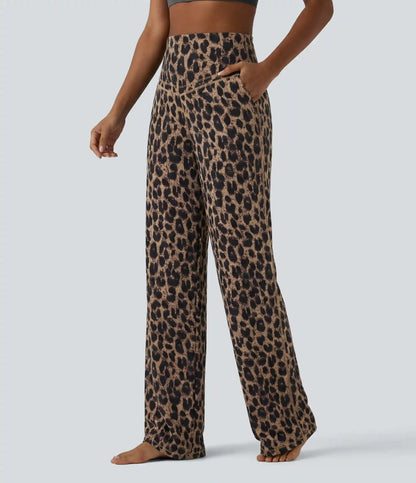 Halara UltraSculpt™ Leopard Print High Waisted Tummy Control Straight Leg Yoga Pants with Pockets