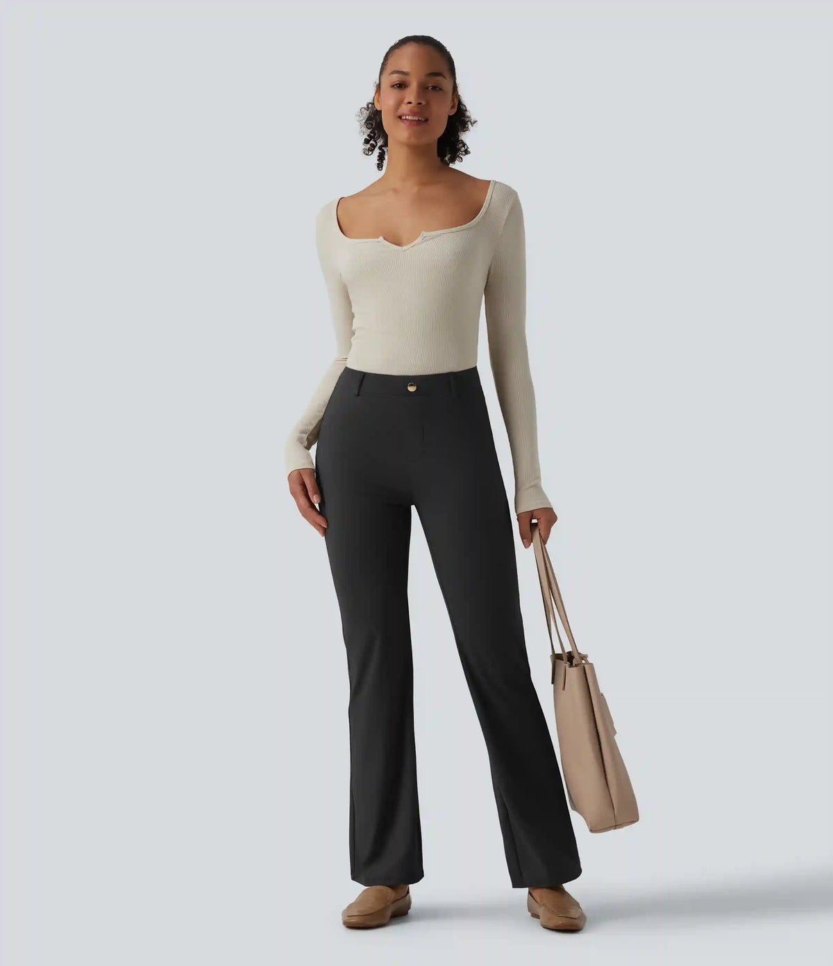 High Waisted Flare Work Pants