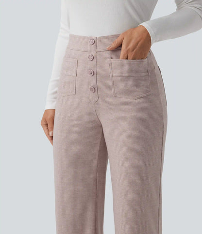 Halara Flex™ High Waisted Houndstooth Straight Leg Work Pants with Pockets