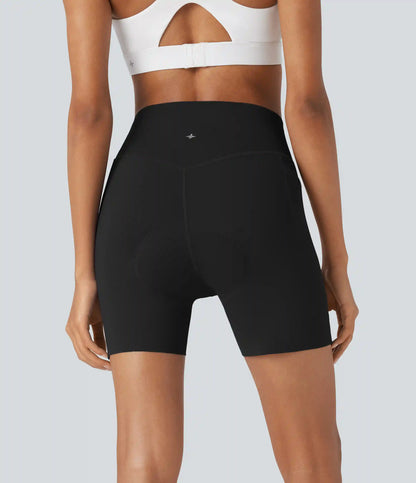 SpeedWave™ High Waisted Antislip Tummy Control Quick Dry Cycling Chamois Padded Biker Shorts 5'' with Pockets