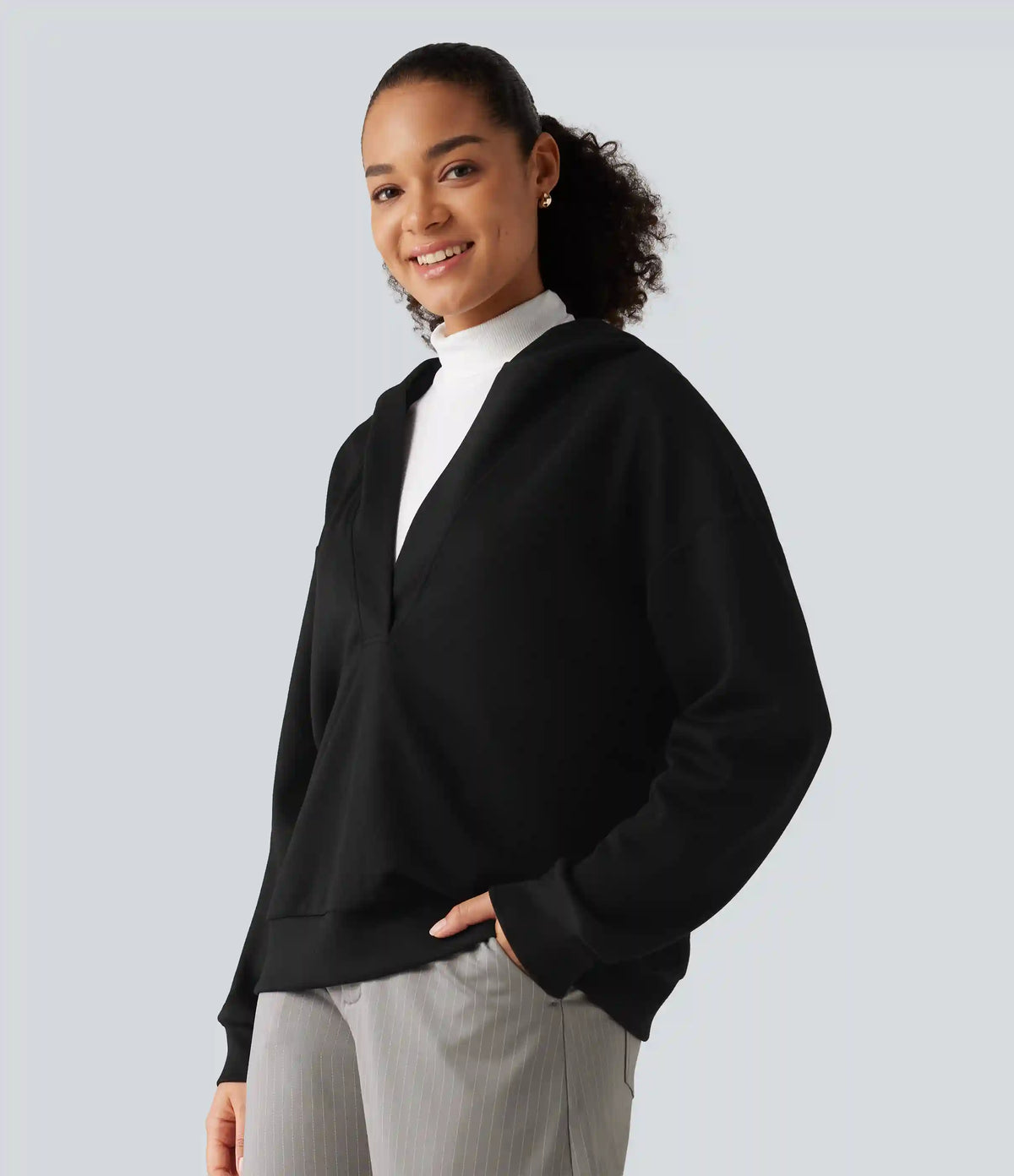 Hooded Dropped Shoulder Long Sleeve Work Sweatshirt