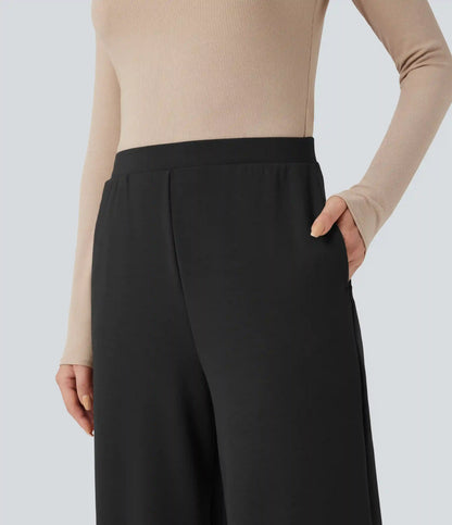 SpacerTek™ High Waisted Wide Leg Work Pants with Pockets