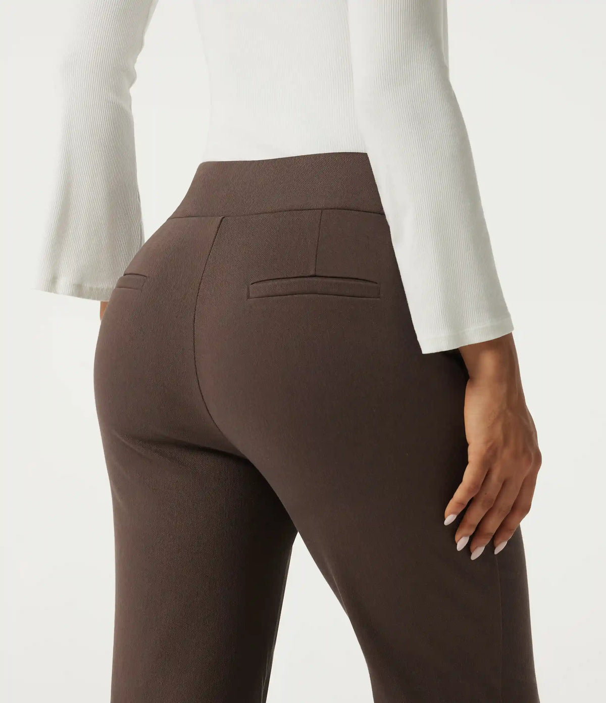 High Waisted Bootcut Work Cotton Pants with Pockets