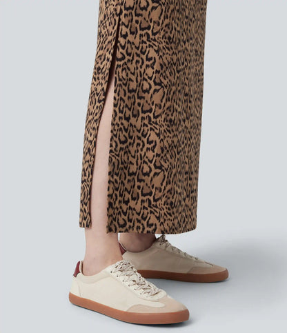 Halara UltraSculpt™ Leopard Print High Waisted Split Maxi Casual Skirt