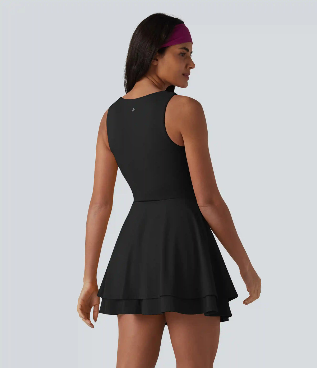SoftlyZero™ Airy Square Neck Built-in Bra Sleeveless 2-in-1 Layered InstantCool Mini Yoga Active Dress with Pockets-Easy Peezy Edition