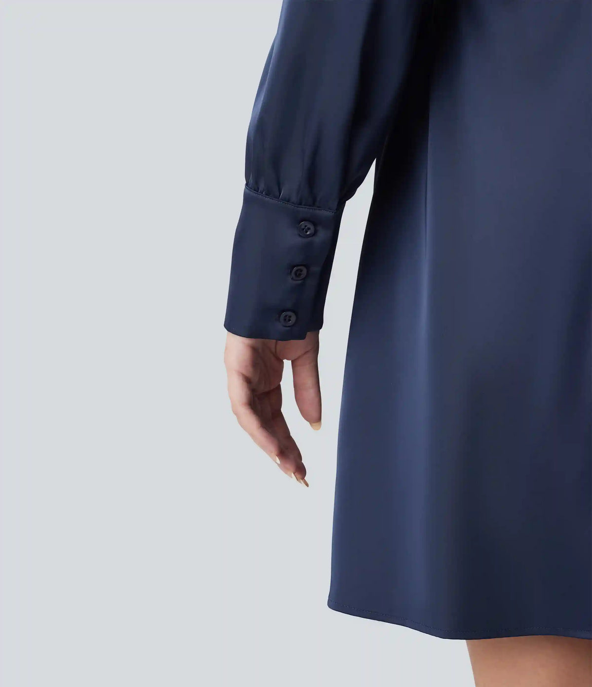 V Neck Long Sleeve Belted Mini Work Dress