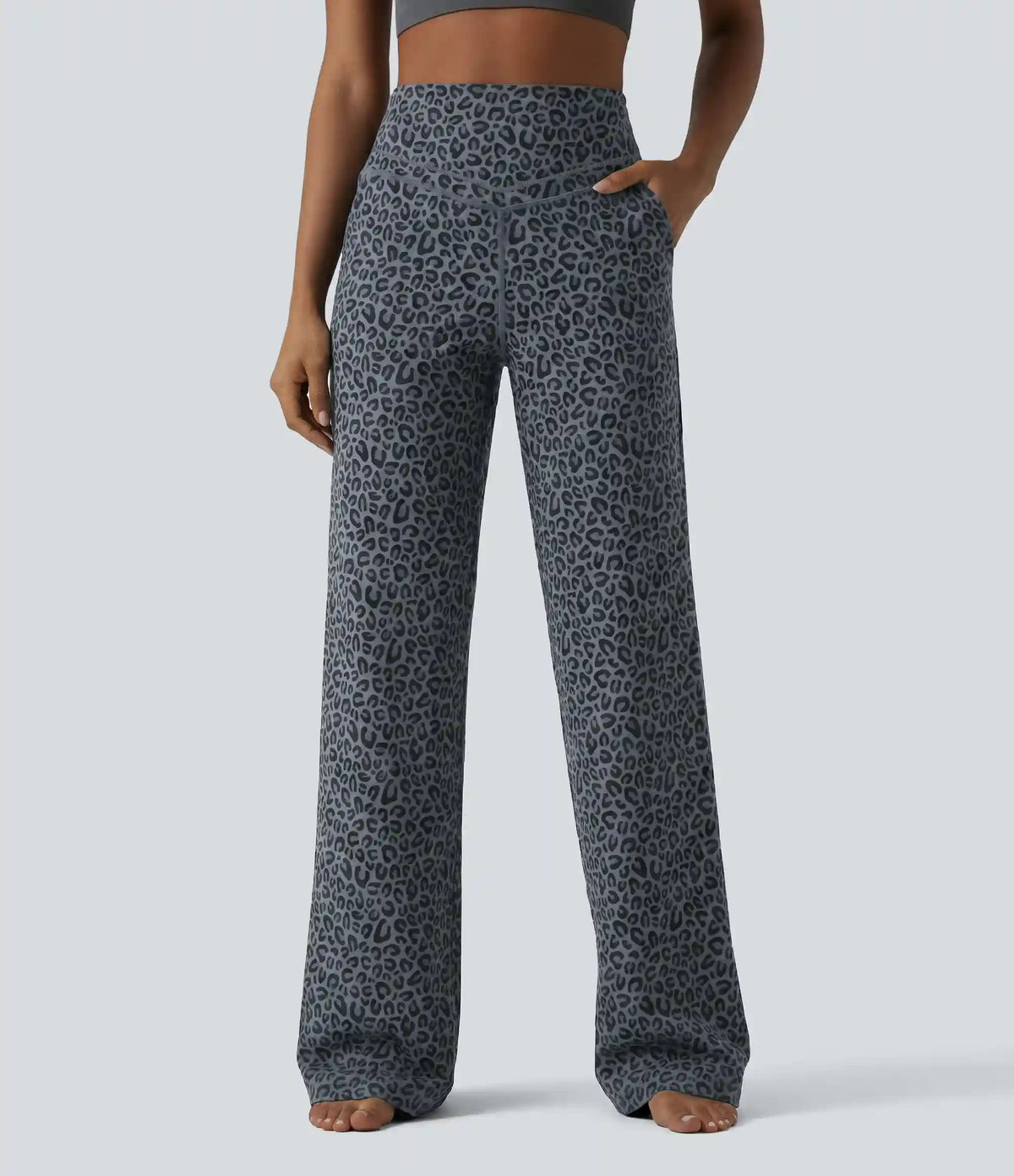 Halara UltraSculpt™ Leopard Print High Waisted Tummy Control Straight Leg Yoga Pants with Pockets