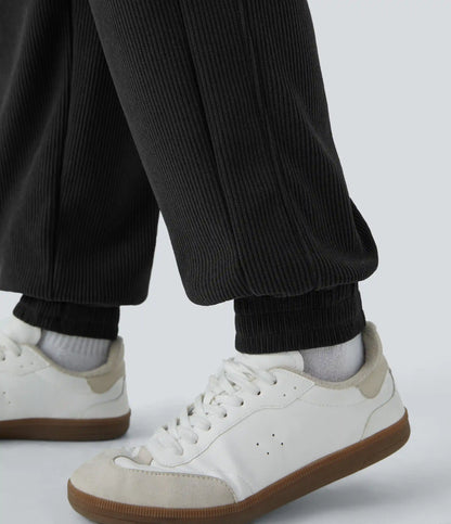 High Waisted Pocket Corduroy Casual Joggers