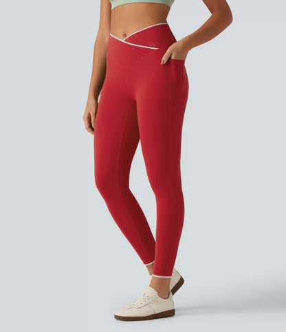 Halara UltraSculpt™ High Waisted Crossover Color Block Yoga Leggings with Pockets