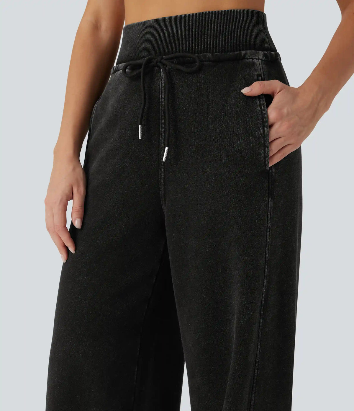 Halara Flex™ High Waisted Drawstring Casual French Terry Baggy Sweatpants Jeans with Pockets