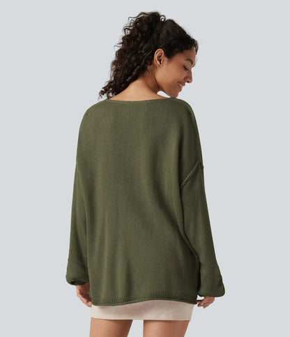 V Neck Long Sleeve Casual Sweater