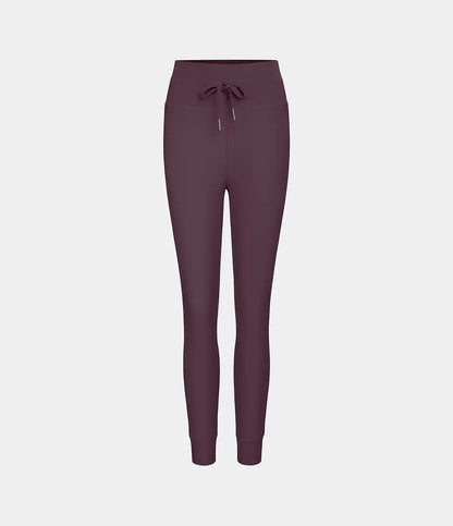 SoftlyZero™ Plush High Waisted Drawstring Pocket Plain Full Length Joggers