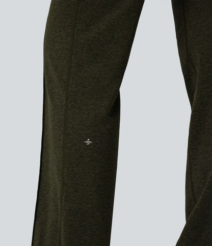 Mid Rise Drawstring Straight Leg Workout Pants with Pockets