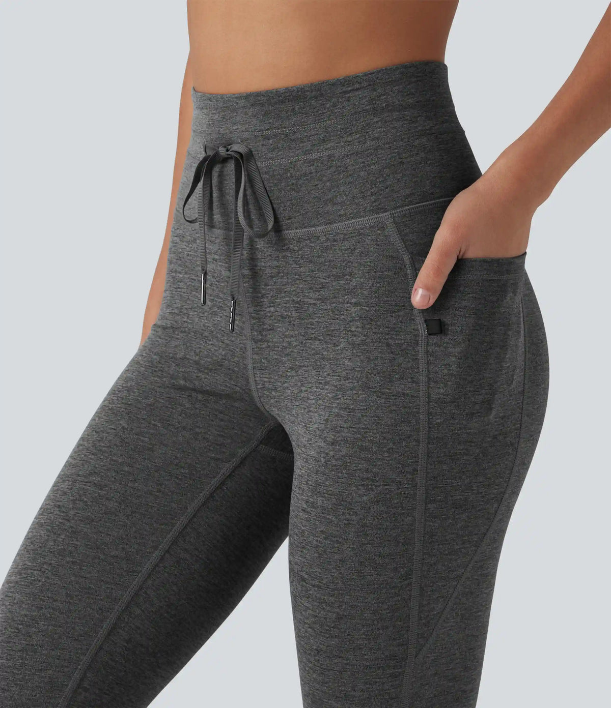 Halara UltraSculpt™ Heathered High Waisted Drawstring Quick Dry Yoga 7/8 Leggings with Pockets