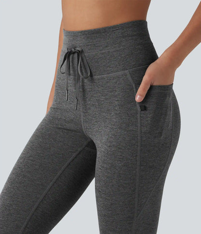 Halara UltraSculpt™ Heathered High Waisted Drawstring Quick Dry Yoga 7/8 Leggings with Pockets