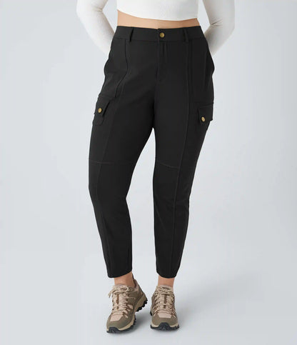 DayStretch High Waisted Zipper Pockets Solid Slim Hiking Plus Size Cargo Pants