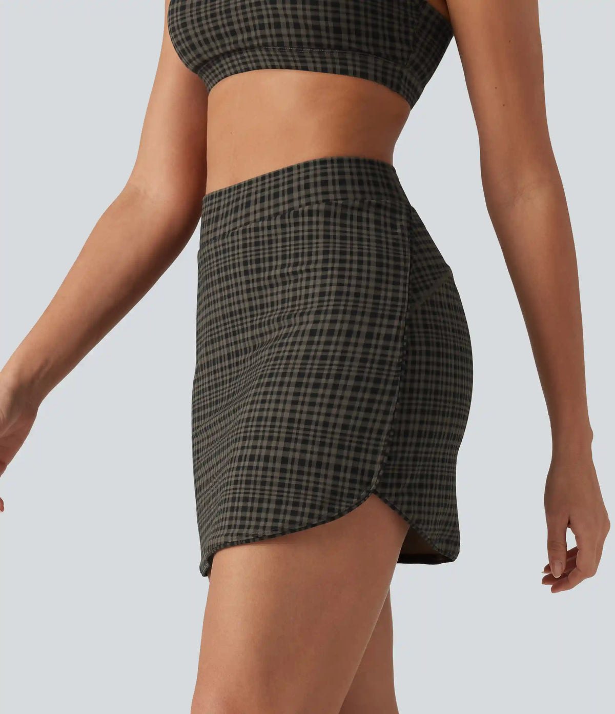 Halara UltraSculpt™ Check Plaid Print High Waisted 2-in-1 Mini Golf Skirt with Pocket