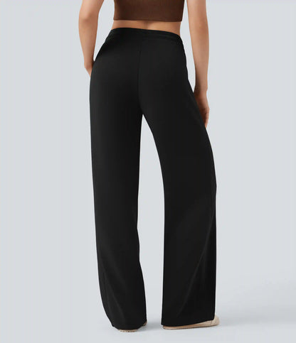 SpacerTek™ Mid Rise Drawstring Casual Straight-leg Pants with Pockets