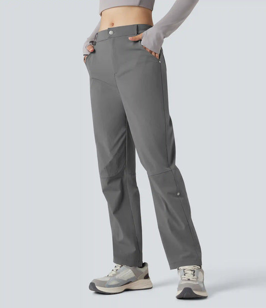 Durable Water Repellent Mid Rise Straight Leg Hiking Pants with Pockets-Adjustable Pant Length