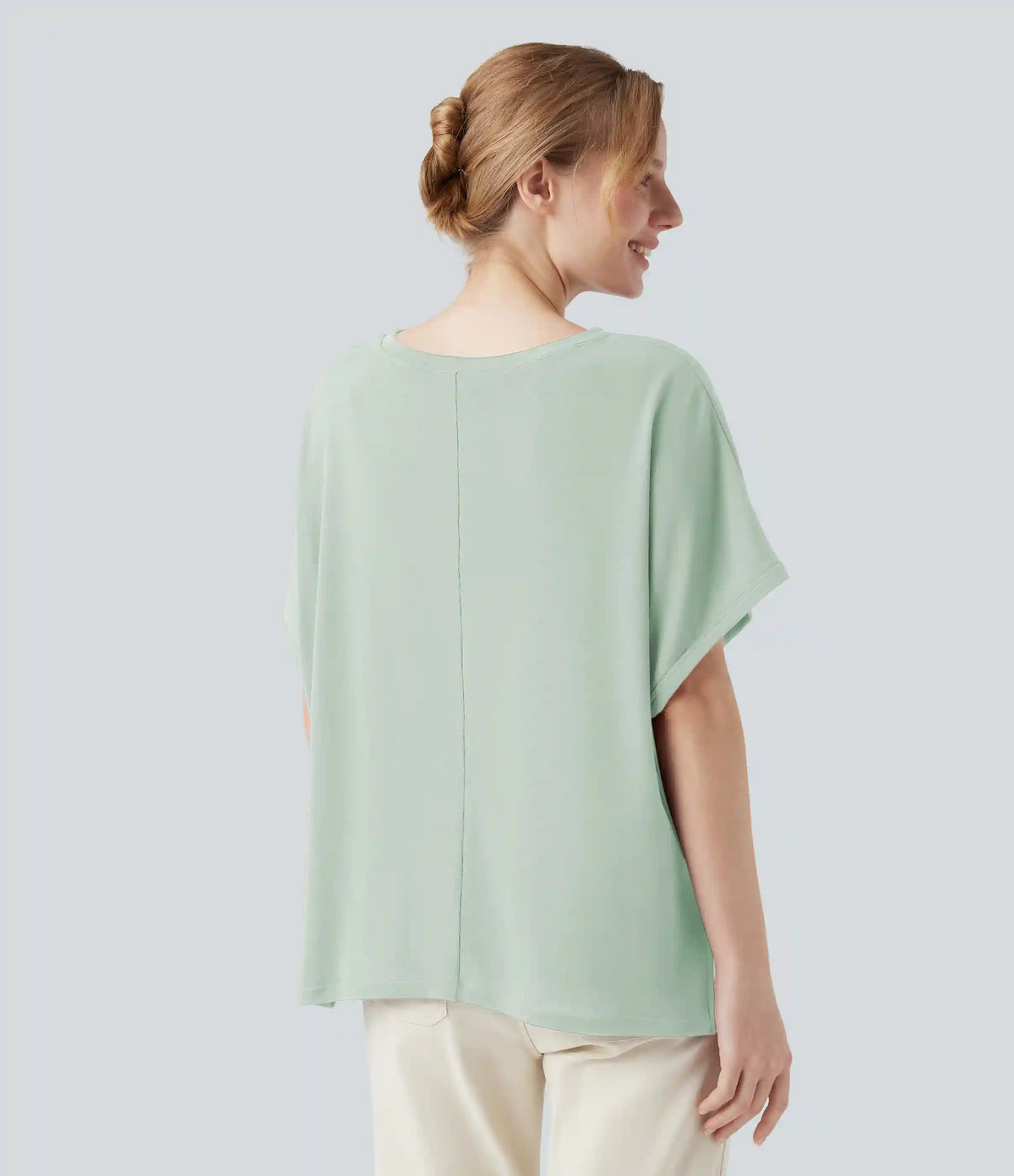 Round Neck Batwing Sleeve Relaxed Casual T-Shirt