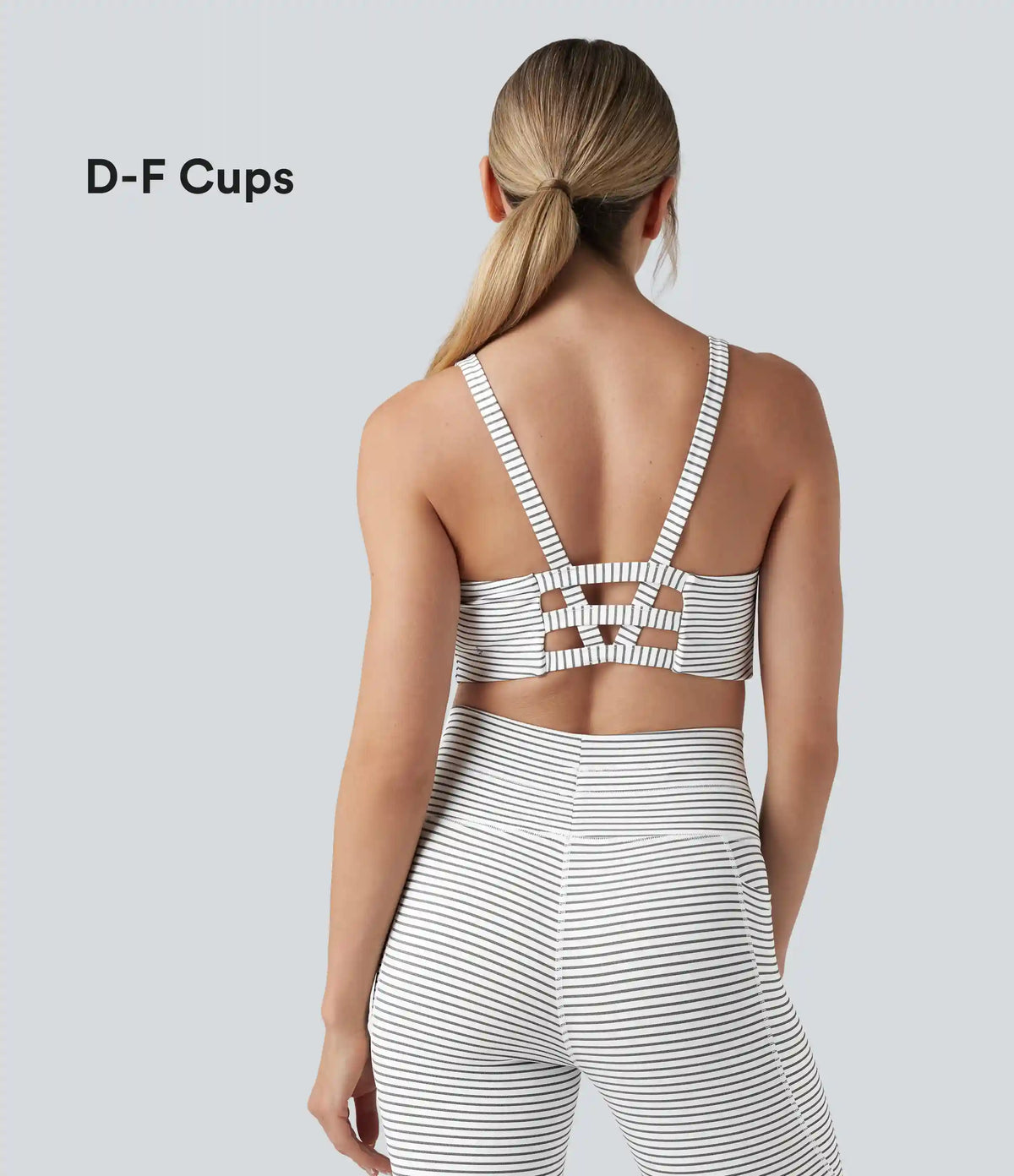 Low Support U Neck Cut Out Stripes Yoga Sports Bra DD-F Cups