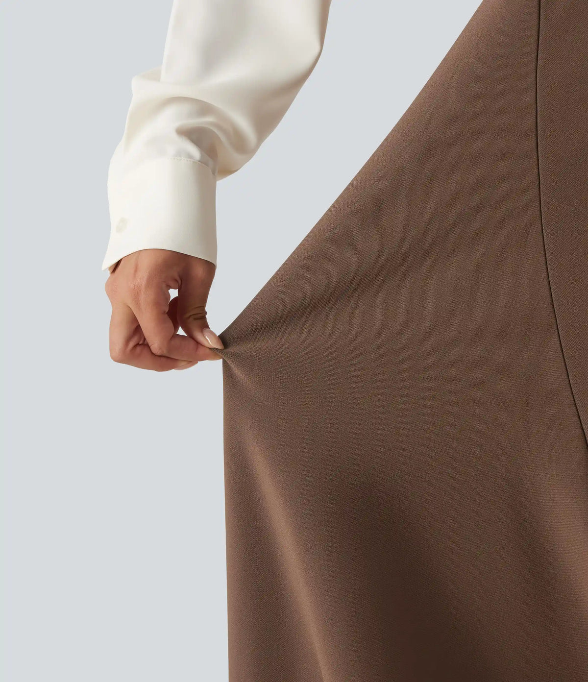 High Waisted A-Line Midi Work Skirt